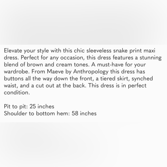 ✨ Anthropologie Snake Print Maxi Dress - Picture 11 of 11